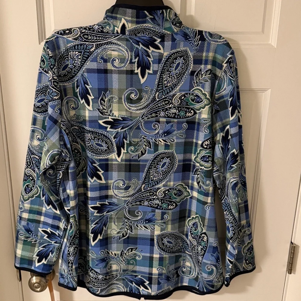 Ruby Rd. Women’s Full Zip Plaid/Paisley Cotton Knit Jacket Size Medium NEW - Picture 6 of 6